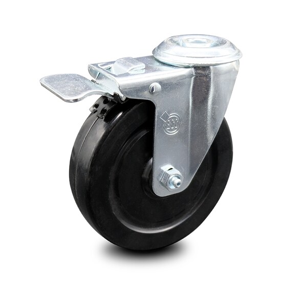 5 Inch Hard Rubber Wheel Bolt Hole Caster with Total Lock Brake